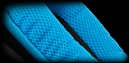 G430 ear cup close up of sports performance cloth covering close up