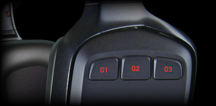 Close up of G35 earpiece programmable G-keys