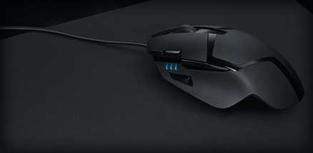 Logitech gaming mouse on a mouse pad